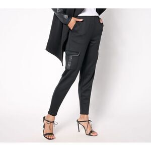 Studio Park Women's Petite Pants PXL Mixed Media Travel Pant Black A658293